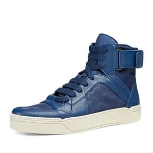 Gucci GG Guccissima Men's Blue High-Top Sneakers US 11